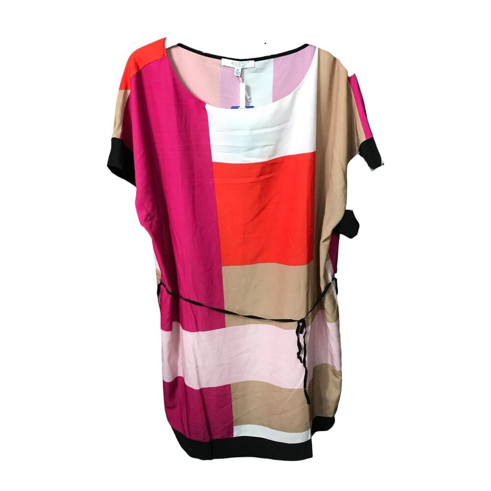 REED Colorblock Geometric Shift Dress Pink Orange‎ Tan Black XL Camelias Combo